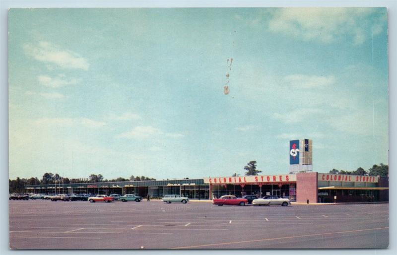 Postcard NC Wilmington Hanover Shopping Center Strip Mall c1950s Cars N8