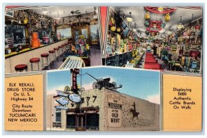 c1940 Multi-View Elk Rexall Drug Store Tucumcari New Mexico NM Unposted Postcard