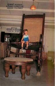 Advertising Postcard, IA, West Amana, Iowa, Schanz Furniture, Giant Rocker