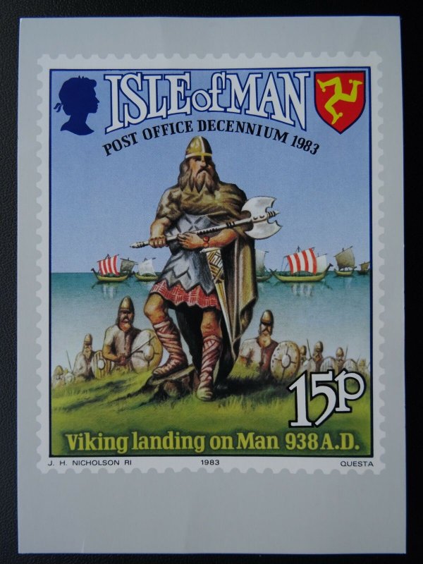 Isle of Man VIKING 10th ANNIVERSARY OF IOM POST OFFICE AUTHORITY c1983 Postcard