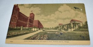 Sunken Garden Lily Pond and Pergola at Sears Roebuck and Co. Illinois Postcard