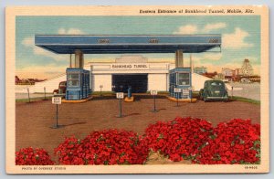 Mobile Alabama~Eastern Entrance To Bankhead Tunnel Under River~Vintage Linen PC