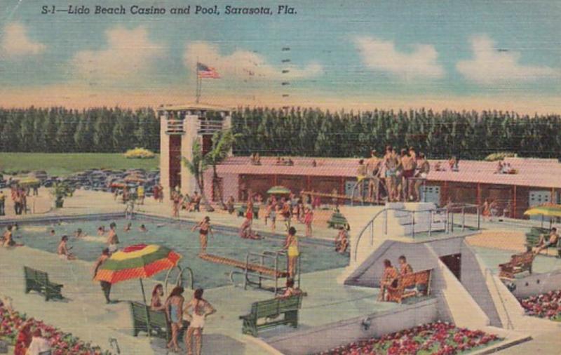 Florida Sarasota Lido Beach and Pool 1953 Curteich