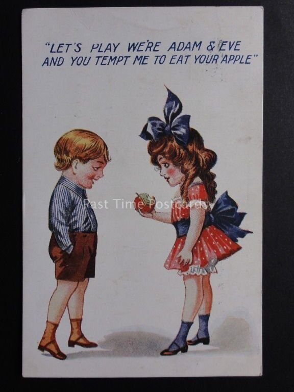Comic Postcard: Adam & Eve Theme LETS PLAY WERE ADAM & EVE & YOU TEMPT ME.. c192
