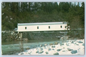 1960 Milo Oregon OR Vintage Postcard Covered Bridge Across South Umpqua Unposted