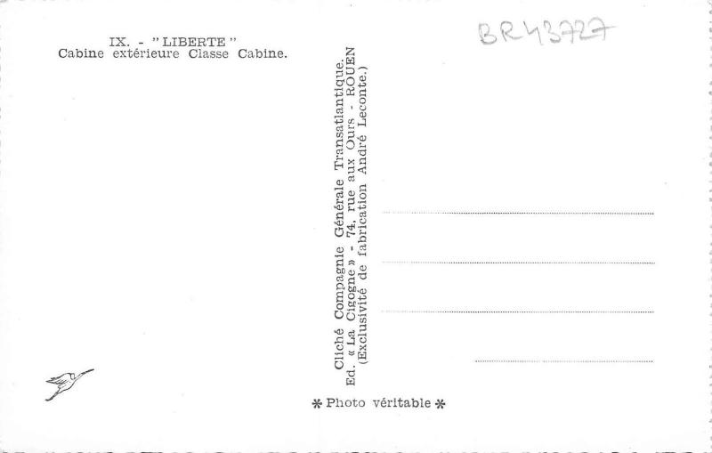 Br43727 Ship Bateaux Ferry Paquebot liberte  Cabine exterieure Classe Cabine