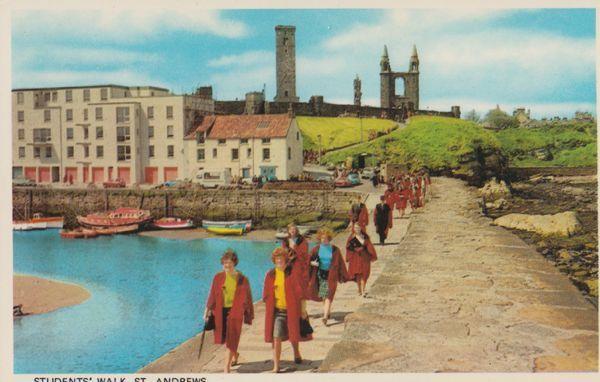 Students Walk Graduation Style St Saint Andrews Scotland Mint 1970s Postcard