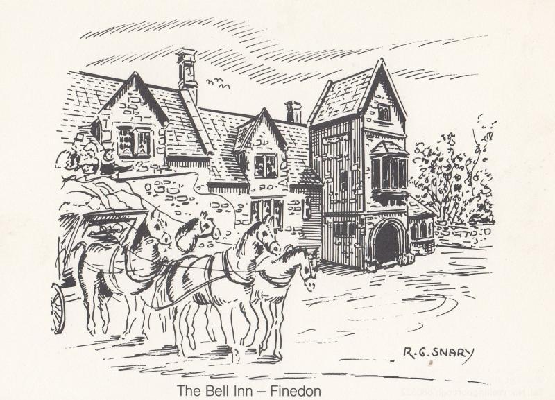 The Bell Inn Finedon Pub Postal Anniversary Northampton Postcard