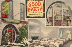 Good Earth Washington DC American-Chinese Restaurant Ad Advert Mint Postcard D76