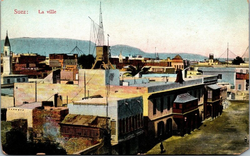 Vtg Egypt Suez La Ville 1910s Postcard