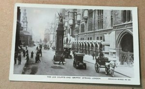 VINTAGE UNUSED REAL PHOTO PC LAW COURTS & GRIFFIN STRAND LONDON HORSE/BUGGY UK