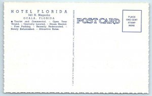 OCALA, Florida FL ~ Roadside HOTEL FLORIDA c1940s Marion County Linen Postcard