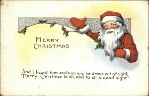 Christmas Santa Claus with Holly c1910 Vintage Postcard