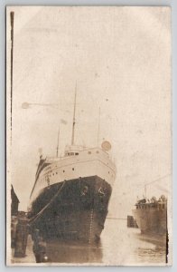 RPPC Great Lakes Steamer Tionesta Pennsylvania Railroad Docked Postcard D24