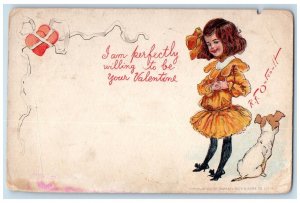 1906 Valentine Pretty Girl Dog Outcault Tuck's Pottsville PA Posted Postcard