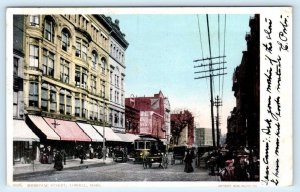 LOWELL, Massachusetts MA ~ MERRIMAC STREET Scene 1905 UDB Detroit Postcard