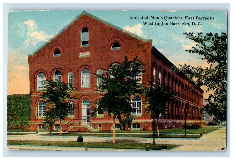 1914 Enlisted Men's Quarters East Barracks Washington D.C Soldiers Postcard