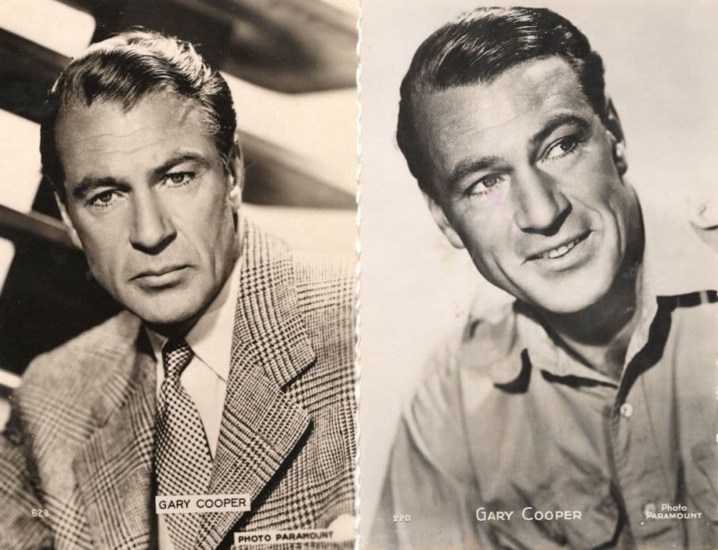 Gary Cooper 220 & 628 2x Rare Paramount Film Actor Photo Postcard s