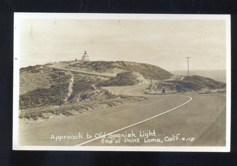 RPPC POINT LOMA CALIFORNIA OLD SPANISH LIGHTHOUSE ROAD REAL PHOTO POSTCARD