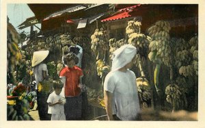 Postcard 1950s Vietnam Saigon Street Market Vendors 23-3012