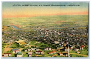 Air View Of University Of Kansas Lawrence KS Hand Drawn Pen Pencil Art Postcard