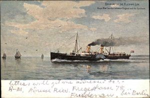 Flushing Line Ship Steamship Royal Mail Service Vlissingen Cancel c1910 Postcard