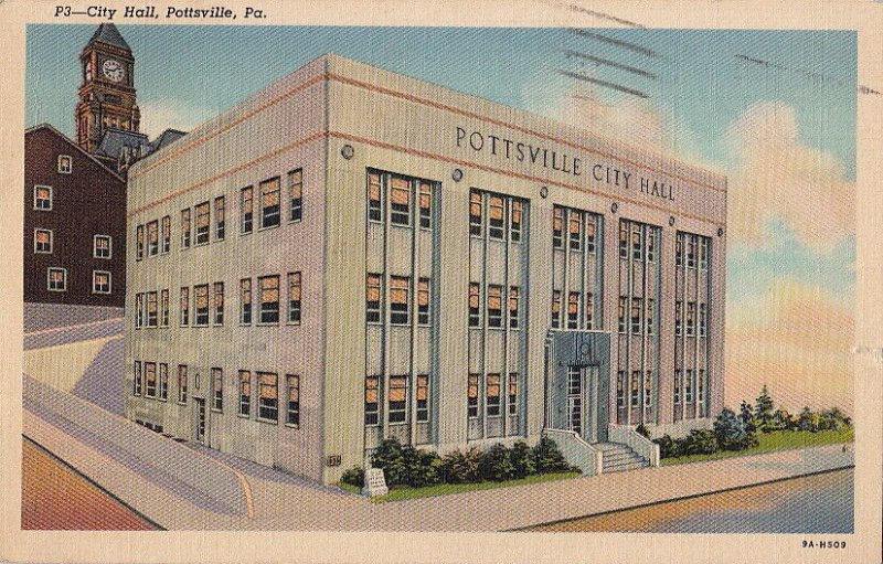 Postcard City Hall Pottsville PA 1942