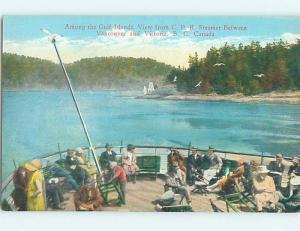 Unused Divided-Back CPR STEAMER BOAT AT GULF ISLANDS Victoria BC o0739-22