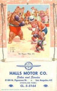 Postcard 1956 Lawsonwood dressed Boxing bear advertising 23-13592