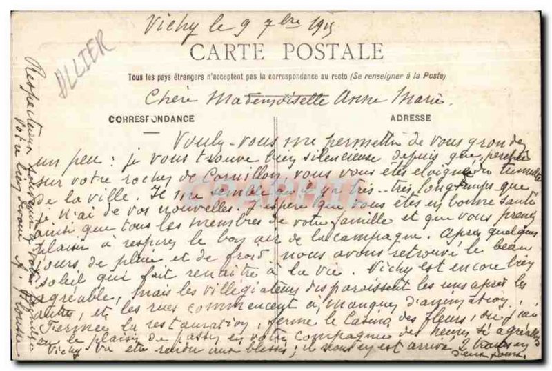 Postcard Old Vichy Panorama General Getting airplane