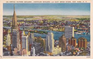 Chrysler Bldg United Nations East River New York City Linen