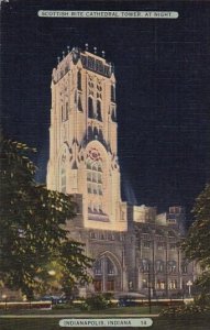 Scottish Rite Cathedral Tower At Night Indianapolis Indiana 1944