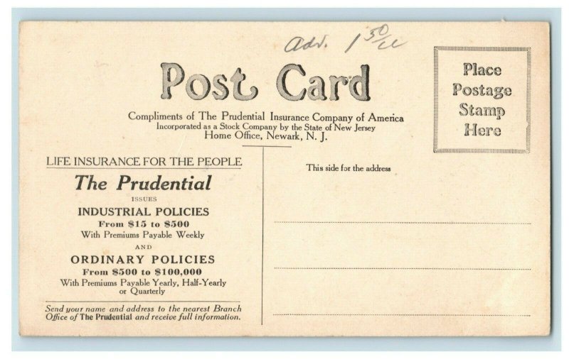 C. 1910 Prudential Insurance Company Advertising With Prices Postcard F30 