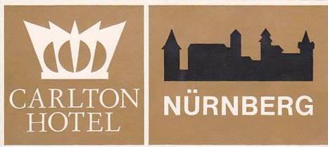 GERMANY NUERNBERG CARLTON HOTEL VINTAGE LUGGAGE LABEL