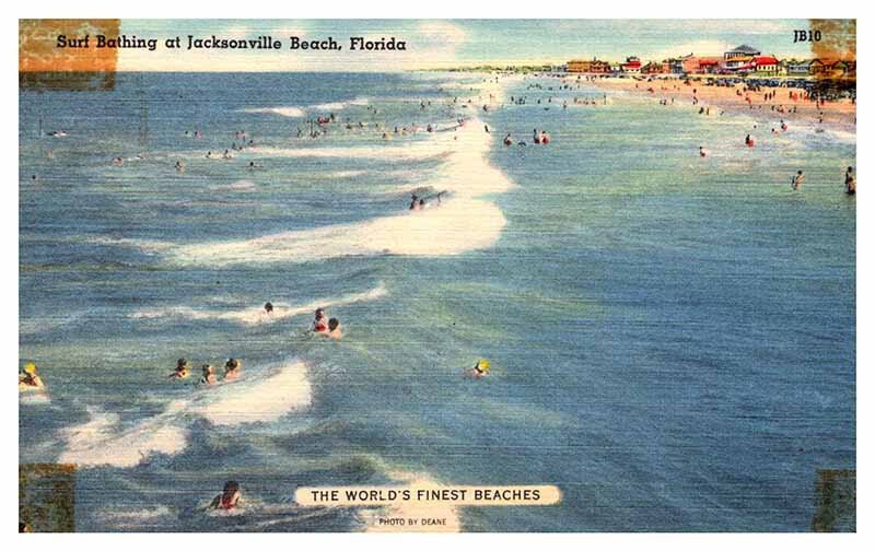 Postcard BEACH SCENE Jacksonville Florida FL AQ5740