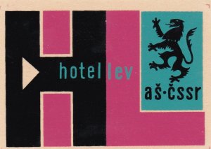 Czechoslovakia Hotel Lev Vintage Luggage Label sk3695