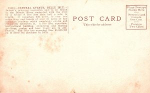 Vintage Postcard Central Avenue Belle Isle Roadway Circle Detroit Michigan MI