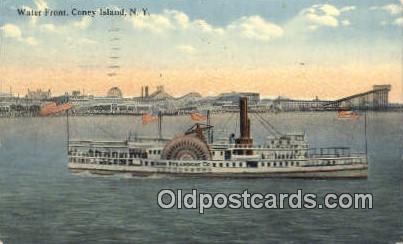 Water Front, Coney Island, New York NY USA Steam Ship 1915 creases left edge,...