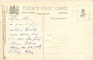 Embossed Christmas Postcard Tuck Crimson and Gold Series 501 Girl & Pudding