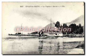 Postcard Old Steam Evian Les Bains The Savoy