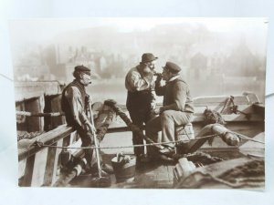 Stoking Up Freddie Kingston in Boat Whitby Yorkshire 1886 Repro RP Postcard 1977