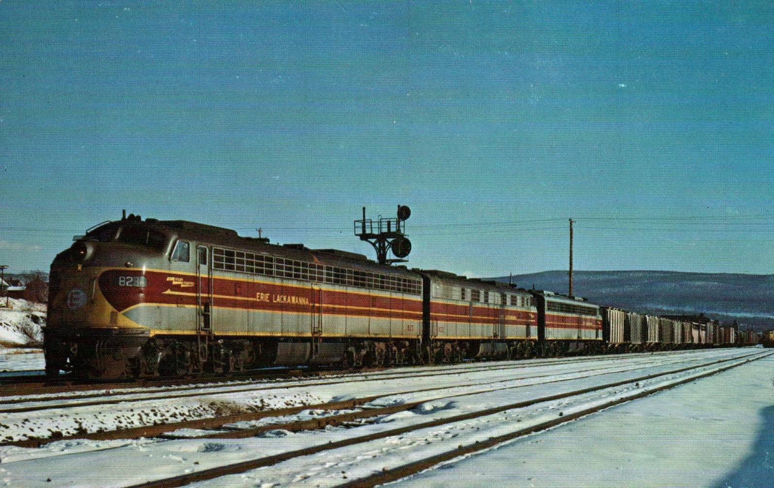 Port Jervis New York Erie Lackawanna Railroad Freight Train Postcard