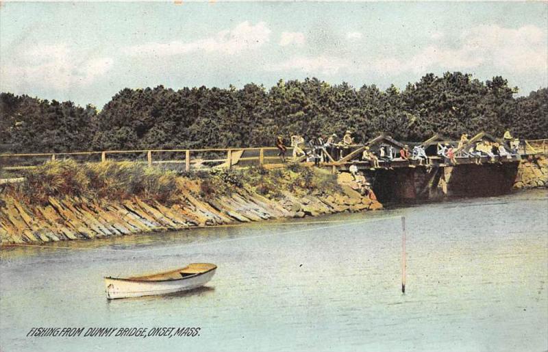 26164 MA, Onset, 1909, Fishing fromDummy Bridge, boats along shore