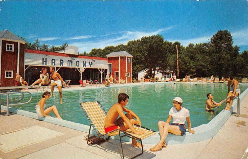 Monticello New York 1960s Postcard Harmony Country Club on Lake Anawana