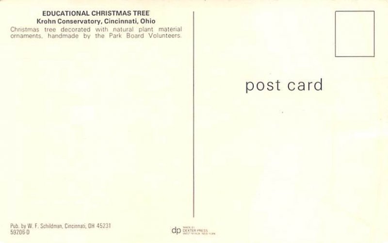 Educational Christmas Tree Cincinnati, Ohio, USA Unused 