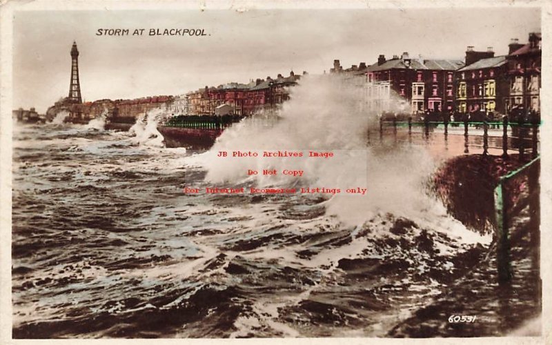 4 Postcards, England, Blackpool, Tinted RPPC, Various Scenes