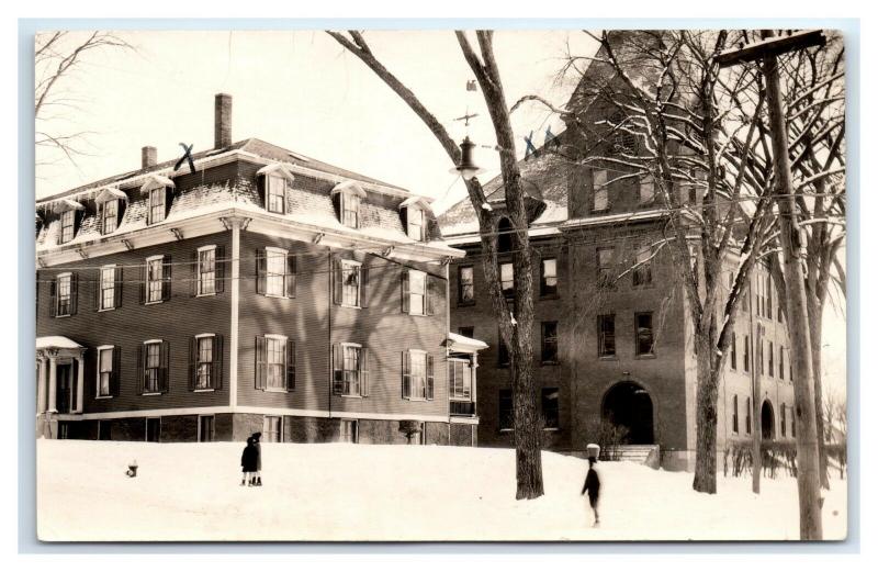 Postcard School in NH in Winter Snow RPPC I12