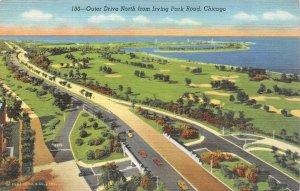 CHICAGO, Illinois IL   OUTER DRIVE NORTH From IRVING PARK ROAD  c1940's Postcard