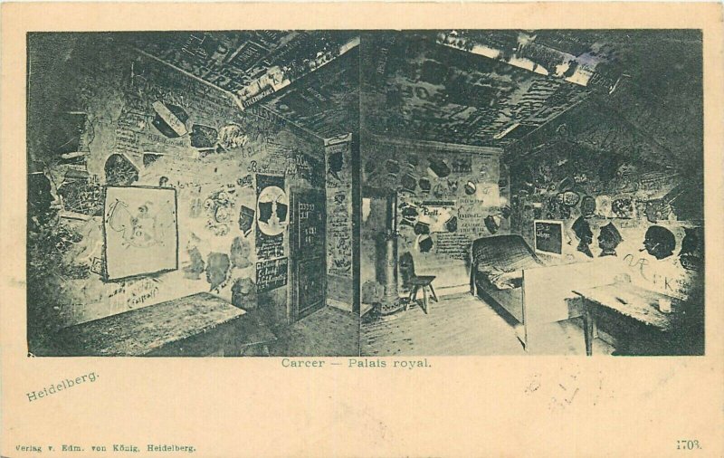 Heidelberg Academic fencing school carcer students room unit of 2 postcards 1903 