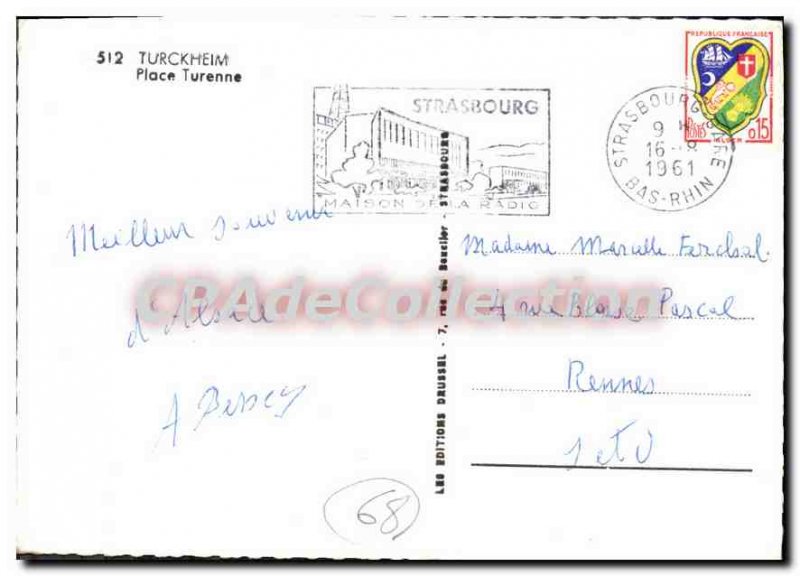 Modern Postcard Turckheim Place Turenne